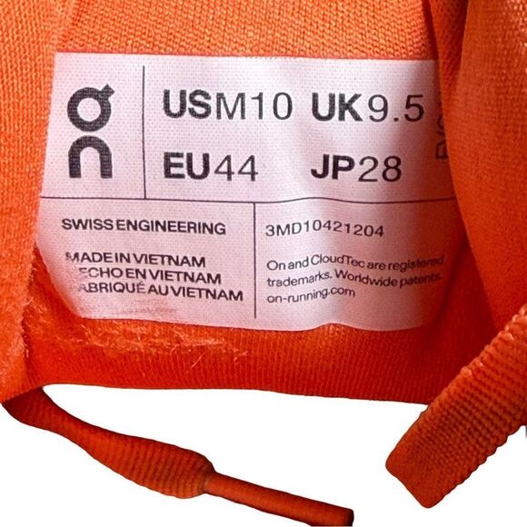 On Running Athletic Shoes in Orange and Silver size 10 main image 6
